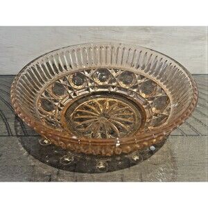 Vintage Indiana Glass Windsor Pink Berry Bowl Button and Cane Glass Dish Depress